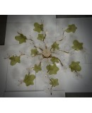 Lampadario/Applique in Vetro di Murano e Ottone di Colore Verde e Bian