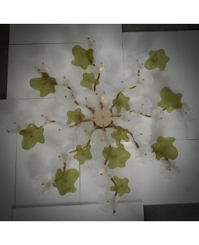 Murano Art Glass and Brass Midcentury Chandelier / Wall Light