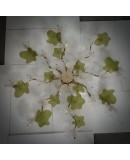 Lampadario/Applique in Vetro di Murano e Ottone di Colore Verde e Bian