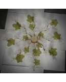 Lampadario/Applique in Vetro di Murano e Ottone di Colore Verde e Bian