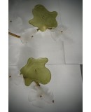 Lampadario/Applique in Vetro di Murano e Ottone di Colore Verde e Bian