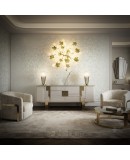 Lampadario/Applique in Vetro di Murano e Ottone di Colore Verde e Bian