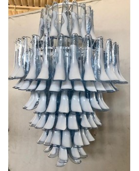 Murano Round Blu Sky / White Color Art Deco Chandelier