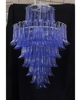 Murano Round Periwinkle Color Art Deco Chandelier and Pendant