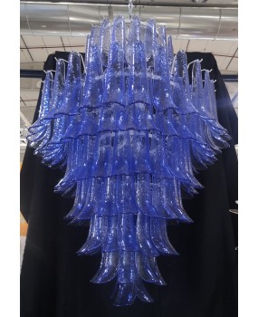 Murano Round Periwinkle Color Art Deco Chandelier and Pendant