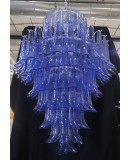 Murano Round Periwinkle Color Art Deco Chandelier and Pendant