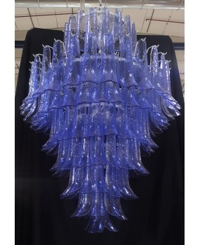 Murano Round Periwinkle Color Art Deco Chandelier and Pendant