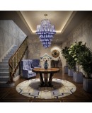 Murano Round Periwinkle Color Art Deco Chandelier and Pendant