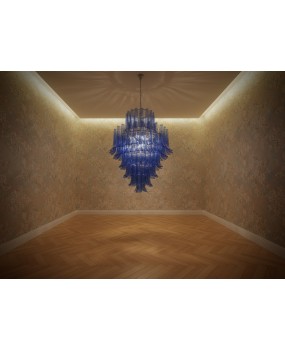 Murano Round Periwinkle Color Art Deco Chandelier and Pendant