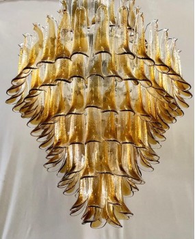 Mazzega Murano Round Blue Color Art Deco Chandelier and Pendant