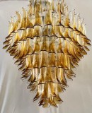 Mazzega Murano Round Blue Color Art Deco Chandelier and Pendant