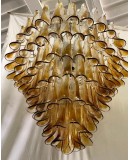 Mazzega Murano Round Blue Color Art Deco Chandelier and Pendant