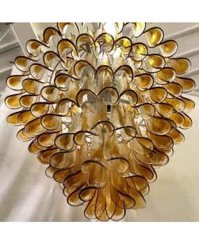 Mazzega Murano Round Blue Color Art Deco Chandelier and Pendant