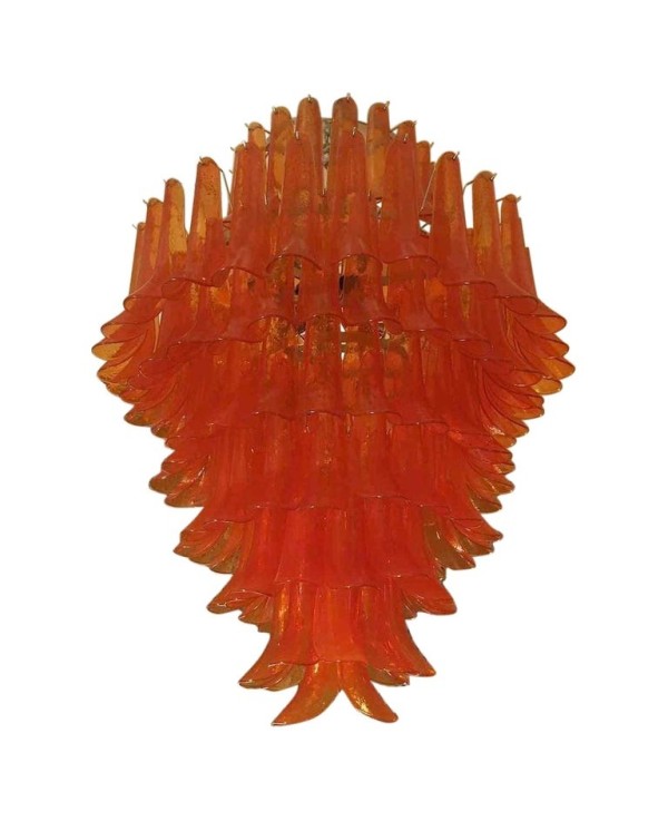 Murano Mazzega Round Orange Color Art Deco Chandelier