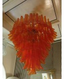 Murano Mazzega Round Orange Color Art Deco Chandelier