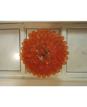 Murano Mazzega Round Orange Color Art Deco Chandelier