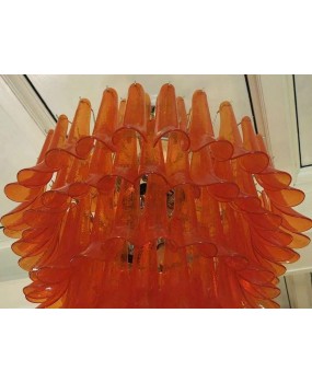 Murano Mazzega Round Orange Color Art Deco Chandelier