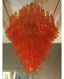 Murano Mazzega Round Orange Color Art Deco Chandelier
