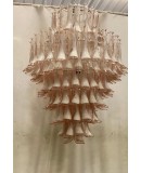 Mazzega Murano Round Light Pink and White Color Midcentury Chandelier