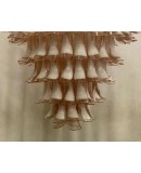 Mazzega Murano Round Light Pink and White Color Midcentury Chandelier