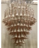 Mazzega Murano Round Light Pink and White Color Midcentury Chandelier
