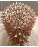 Mazzega Murano Round Light Pink and White Color Midcentury Chandelier