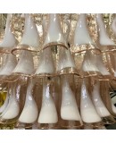 Mazzega Murano Round Light Pink and White Color Midcentury Chandelier