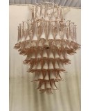 Mazzega Murano Round Light Pink and White Color Midcentury Chandelier