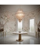 Mazzega Murano Round Light Pink and White Color Midcentury Chandelier