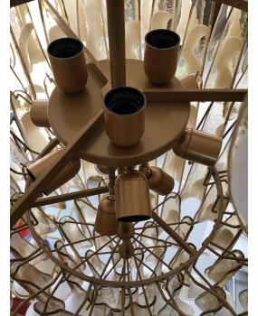 Murano Round Ambra / White Color Mid-Century Chandelier