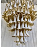 Murano Round Ambra / White Color Mid-Century Chandelier
