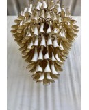 Murano Round Ambra / White Color Mid-Century Chandelier