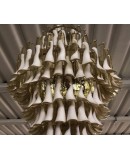 Murano Round Ambra / White Color Mid-Century Chandelier