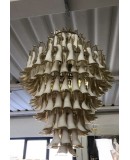 Murano Round Ambra / White Color Mid-Century Chandelier