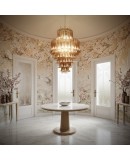Murano Round Ambra / White Color Mid-Century Chandelier