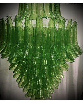 Mazzega Murano Round Green Color Midcentury Chandelier