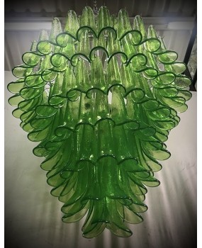 Lampadario Mazzega Murano Rotondo di Colore Verde