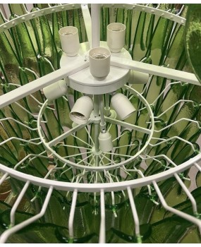 Lampadario Mazzega Murano Rotondo di Colore Verde