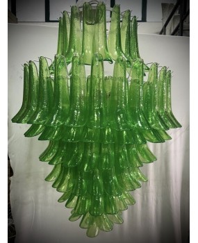 Mazzega Murano Round Green Color Midcentury Chandelier