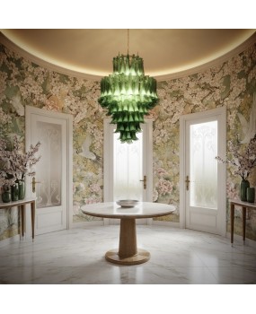 Lampadario Mazzega Murano Rotondo di Colore Verde