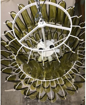 Lampadario Mazzega di Murano Rotondo di Colore Verde