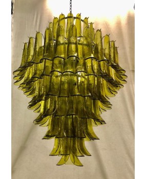 Lampadario Mazzega di Murano Rotondo di Colore Verde