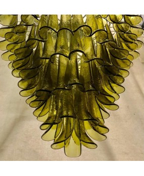 Lampadario Mazzega di Murano Rotondo di Colore Verde