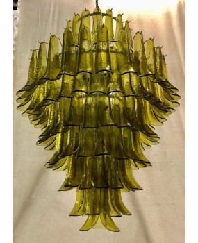 Lampadario Mazzega di Murano Rotondo di Colore Verde