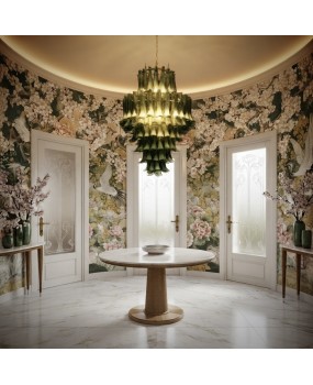 Lampadario Mazzega di Murano Rotondo di Colore Verde