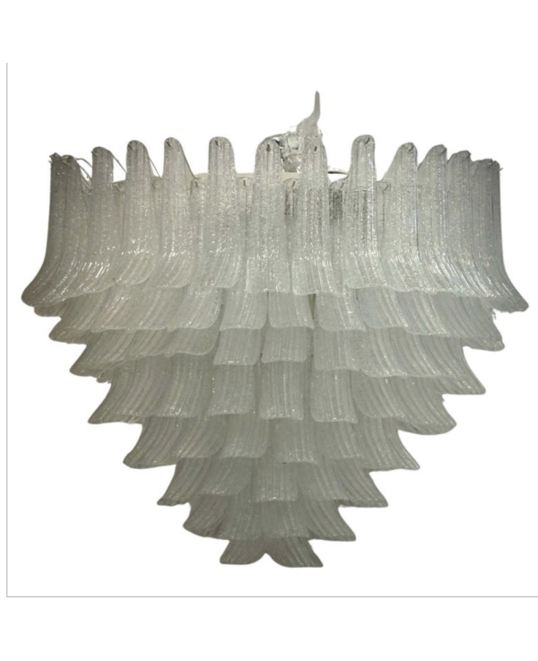Murano Round Transparent White Color Mid-century Chandelier and Pendan