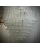 Lampadario di Murano Rotondo in Vetro Bianco Trasparente
