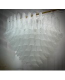 Lampadario di Murano Rotondo in Vetro Bianco Trasparente