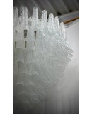 Lampadario di Murano Rotondo in Vetro Bianco Trasparente