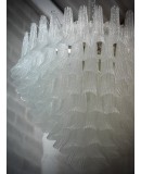 Lampadario di Murano Rotondo in Vetro Bianco Trasparente